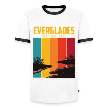 Parc National Souvenir Everglades Alligator Randonnée Su - T-shirt contrasté Homme - blanc/noir - Devant - AI Model Female 172 light (172cm) & AI Model Male 178 dark (178cm)