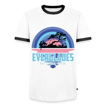 Parc national des Everglades Souvenir Pelikan SwampGebi - T-shirt contrasté Homme - blanc/noir - Devant - AI Model Female 172 light (172cm) & AI Model Male 178 dark (178cm)
