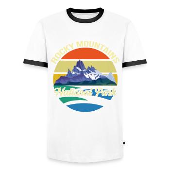 Nationalpark Souvenir Rocky Mountains Wandern Camp - Männer Kontrast-T-Shirt - Weiß/Schwarz - Vorne - AI Model Female 172 light (172cm) & AI Model Male 178 dark (178cm)