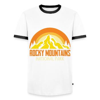 Nationalpark Rocky Mountains Souvenir Wandern Camp - Männer Kontrast-T-Shirt - Weiß/Schwarz - Vorne - AI Model Female 172 light (172cm) & AI Model Male 178 dark (178cm)