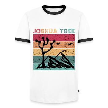 Joshua Tree Souvenir California National Park Camp - Men's Ringer Shirt - white/black - Front - AI Model Female 172 light (172cm) & AI Model Male 178 dark (178cm)
