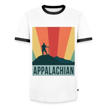 Appalachian Mountain Range Hiking Tours North America - Men's Ringer Shirt - white/black - Front - AI Model Female 172 light (172cm) & AI Model Male 178 dark (178cm)