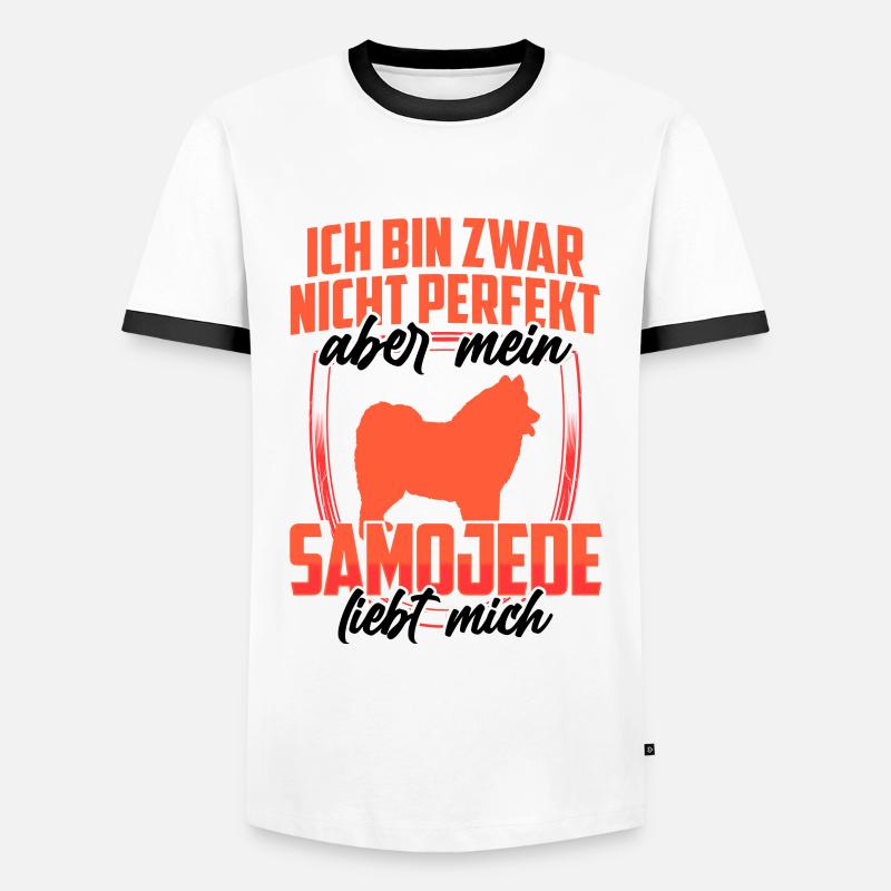 Samojede liebt mich Samojedenspitz Samojede - Männer Kontrast-T-Shirt - Weiß/Schwarz