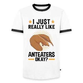 I like anteater South America anteaters - Men's Ringer Shirt - white/black - Front - AI Model Female 172 light (172cm) & AI Model Male 178 dark (178cm)