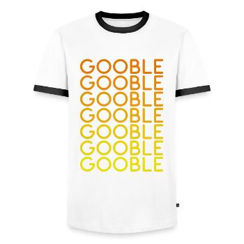 Thanksgiving Gobble Gobble Gobble Turkey Abendessen - Männer Kontrast-T-Shirt - Weiß/Schwarz - Vorne - AI Model Female 172 light (172cm) & AI Model Male 178 dark (178cm)