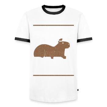 Capybara Wasserschwein - Männer Kontrast-T-Shirt - Weiß/Schwarz - Vorne - AI Model Female 172 light (172cm) & AI Model Male 178 dark (178cm)