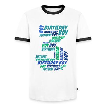 Geburtstag Junge 3. Geburtstag | Jungen - Männer Kontrast-T-Shirt - Weiß/Schwarz - Vorne - AI Model Female 172 light (172cm) & AI Model Male 178 dark (178cm)