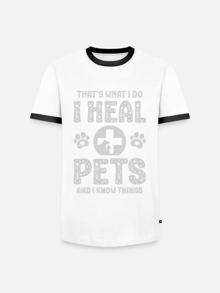 Tierarzt Tierklinik Tierarzt - Männer Kontrast-T-Shirt - Weiß/Schwarz