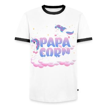 Papa Corn | Unicorn Birthday | Unicorn Theme | - Men's Ringer Shirt - white/black - Front - AI Model Female 172 light (172cm) & AI Model Male 178 dark (178cm)