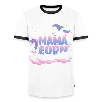 Mama Corn | Unicorn Birthday | Unicorn Theme | - Men's Ringer Shirt - white/black - Front - AI Model Female 172 light (172cm) & AI Model Male 178 dark (178cm)