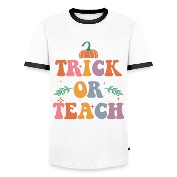 Trick Or Treat - Halloween Costume Party To - Men's Ringer Shirt - white/black - Front - AI Model Female 172 light (172cm) & AI Model Male 178 dark (178cm)