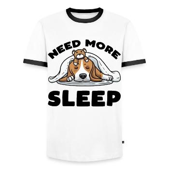 Beagle dog Sleeping with cuddly toy - Men's Ringer Shirt - white/black - Front - AI Model Female 172 light (172cm) & AI Model Male 178 dark (178cm)