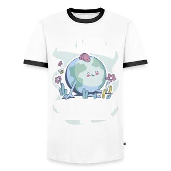 Planet Earth Gift Children - Men's Ringer Shirt - white/black - Front - AI Model Female 172 light (172cm) & AI Model Male 178 dark (178cm)