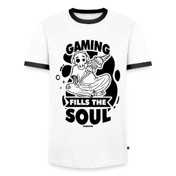 Gaming - Männer Kontrast-T-Shirt - Weiß/Schwarz - Vorne - AI Model Female 172 light (172cm) & AI Model Male 178 dark (178cm)