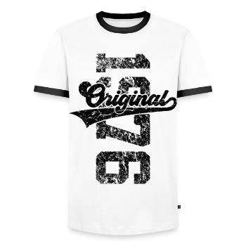 50. GEBURTSTAG ORIGINAL 1976 - Männer Kontrast-T-Shirt - Weiß/Schwarz - Vorne - AI Model Female 172 light (172cm) & AI Model Male 178 dark (178cm)