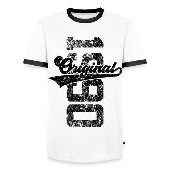 36TH BIRTHDAY ORIGINAL 1990 - Men's Ringer Shirt - white/black - Front - AI Model Female 172 light (172cm) & AI Model Male 178 dark (178cm)