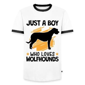 Garçon le lévrier irlandais aime Wolfhound - T-shirt contrasté Homme - blanc/noir - Devant - AI Model Female 172 light (172cm) & AI Model Male 178 dark (178cm)