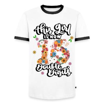 Dieses Mädchen Ist Jetzt 16 Double Digits Floral - Männer Kontrast-T-Shirt - Weiß/Schwarz - Vorne - AI Model Female 172 light (172cm) & AI Model Male 178 dark (178cm)