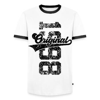 28TH BIRTHDAY ORIGINAL 1998 - Men's Ringer Shirt - white/black - Front - AI Model Female 172 light (172cm) & AI Model Male 178 dark (178cm)