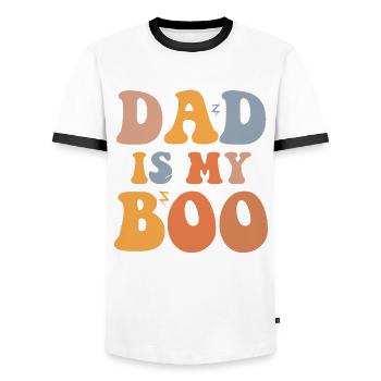 Dad Is My Boo Halloween Costume Party With - Men's Ringer Shirt - white/black - Front - AI Model Female 172 light (172cm) & AI Model Male 178 dark (178cm)
