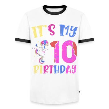 Es Ist Mein 10. Geburtstag Dabbing Unicorn Pony - Männer Kontrast-T-Shirt - Weiß/Schwarz - Vorne - AI Model Female 172 light (172cm) & AI Model Male 178 dark (178cm)