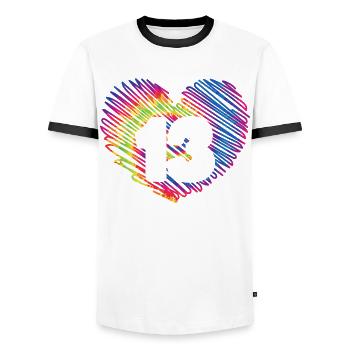 13. Geburtstag Herz Tie Dye | Tie Dye Themed - Männer Kontrast-T-Shirt - Weiß/Schwarz - Vorne - AI Model Female 172 light (172cm) & AI Model Male 178 dark (178cm)