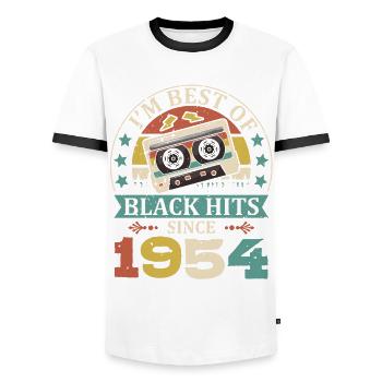 I'm Best Of Black Hits Since 1954 Cassette - Men's Ringer Shirt - white/black - Front - AI Model Female 172 light (172cm) & AI Model Male 178 dark (178cm)