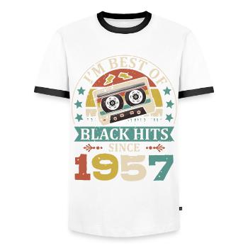 I'm Best Of Black Hits Since 1957 Kassette - Männer Kontrast-T-Shirt - Weiß/Schwarz - Vorne - AI Model Female 172 light (172cm) & AI Model Male 178 dark (178cm)