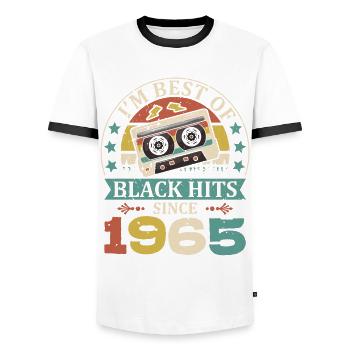 I'm Best Of Black Hits Cassette since 1965 - Men's Ringer Shirt - white/black - Front - AI Model Female 172 light (172cm) & AI Model Male 178 dark (178cm)