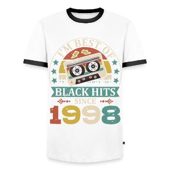Je suis best of black hits depuis 1998 Cassette - T-shirt contrasté Homme - blanc/noir - Devant - AI Model Female 172 light (172cm) & AI Model Male 178 dark (178cm)