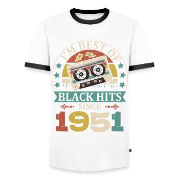 I'm Best Of Black Hits Seit 1951 Kassette - Männer Kontrast-T-Shirt - Weiß/Schwarz - Vorne - AI Model Female 172 light (172cm) & AI Model Male 178 dark (178cm)
