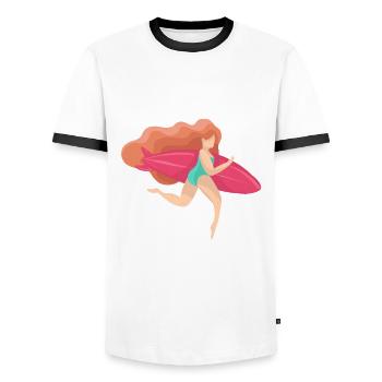Sports nautiques Surf Surf Surf Sport - T-shirt contrasté Homme - blanc/noir - Devant - AI Model Female 172 light (172cm) & AI Model Male 178 dark (178cm)