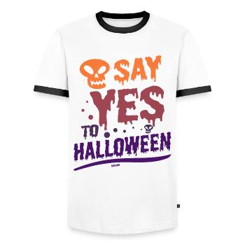 Say yes to Halloween - Men's Ringer Shirt - white/black - Front - AI Model Female 172 light (172cm) & AI Model Male 178 dark (178cm)