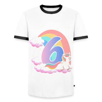 6 Unicorn Rainbow Clouds Little Pony 6. - Men's Ringer Shirt - white/black - Front - AI Model Female 172 light (172cm) & AI Model Male 178 dark (178cm)