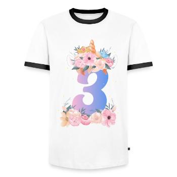 3 Einhorn Krone Niedlicher Blumenstrauß 3. - Männer Kontrast-T-Shirt - Weiß/Schwarz - Vorne - AI Model Female 172 light (172cm) & AI Model Male 178 dark (178cm)