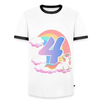 4 Unicorn Rainbow Clouds Little Pony 4. - Men's Ringer Shirt - white/black - Front - AI Model Female 172 light (172cm) & AI Model Male 178 dark (178cm)
