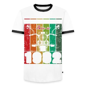 Best Of 80's Born 1982 Classic Motorcycle - Men's Ringer Shirt - white/black - Front - AI Model Female 172 light (172cm) & AI Model Male 178 dark (178cm)