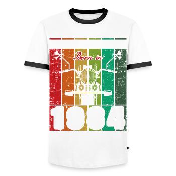 Best Of 80's Born 1984 Classic Motorcycle - Men's Ringer Shirt - white/black - Front - AI Model Female 172 light (172cm) & AI Model Male 178 dark (178cm)