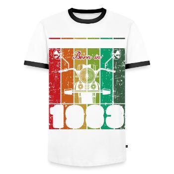 Best Of 80's Born 1983 Classic Motorcycle - Men's Ringer Shirt - white/black - Front - AI Model Female 172 light (172cm) & AI Model Male 178 dark (178cm)
