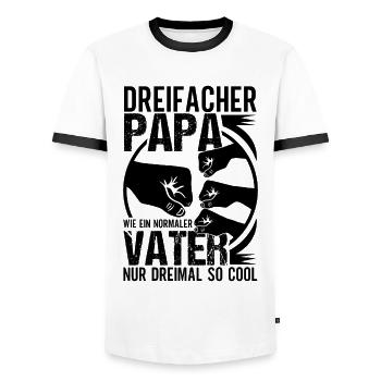 Vatertag Dreifacher Vater Papa hoch 3 Kinder - Männer Kontrast-T-Shirt - Weiß/Schwarz - Vorne - AI Model Female 172 light (172cm) & AI Model Male 178 dark (178cm)