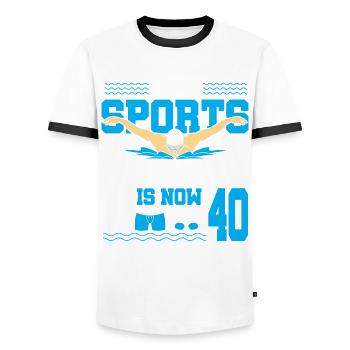 Cette légende du sport a maintenant 40 ans et nage - T-shirt contrasté Homme - blanc/noir - Devant - AI Model Female 172 light (172cm) & AI Model Male 178 dark (178cm)