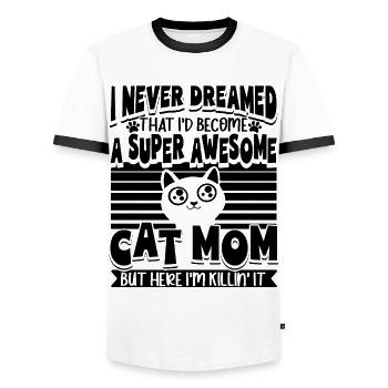 Great cat mom cat cat lover - Men's Ringer Shirt - white/black - Front - AI Model Female 172 light (172cm) & AI Model Male 178 dark (178cm)