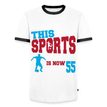 Cette légende du sport a maintenant 55 ans, le jeu de football 55. - T-shirt contrasté Homme - blanc/noir - Devant - AI Model Female 172 light (172cm) & AI Model Male 178 dark (178cm)