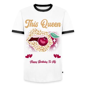 This queen was born in June happy - Men's Ringer Shirt - white/black - Front - AI Model Female 172 light (172cm) & AI Model Male 178 dark (178cm)
