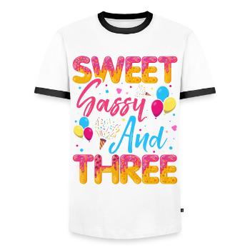 Blaireau effronté sucré et trois saupoudrages délicieux - T-shirt contrasté Homme - blanc/noir - Devant - AI Model Female 172 light (172cm) & AI Model Male 178 dark (178cm)