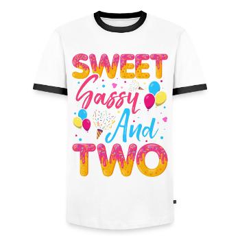 Blaireau effronté sucré et deux saupoudrages délicieux - T-shirt contrasté Homme - blanc/noir - Devant - AI Model Female 172 light (172cm) & AI Model Male 178 dark (178cm)