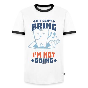 Si je ne peux pas amener mon dentiste, je n’y vais pas - T-shirt contrasté Homme - blanc/noir - Devant - AI Model Female 172 light (172cm) & AI Model Male 178 dark (178cm)