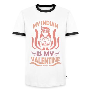 My Indian Is My Valentine Native People USA - Männer Kontrast-T-Shirt - Weiß/Schwarz - Vorne - AI Model Female 172 light (172cm) & AI Model Male 178 dark (178cm)