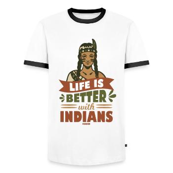 Life Is Better With Indians Native People - Männer Kontrast-T-Shirt - Weiß/Schwarz - Vorne - AI Model Female 172 light (172cm) & AI Model Male 178 dark (178cm)