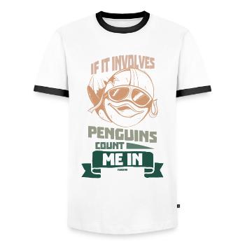 If It Involves Penguins Count Me In - Men's Ringer Shirt - white/black - Front - AI Model Female 172 light (172cm) & AI Model Male 178 dark (178cm)